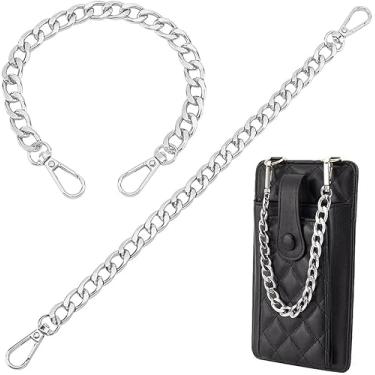 Imagem de 2 peças de 30,5 cm prata bolsa extensora de corrente plana alça de metal bolsa de substituição para bolsa de mão de metal faça você mesmo bolsa de mão bolsa de pulso bolsa transversal estendida