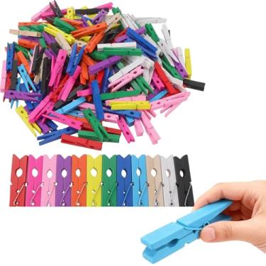 Imagem de JEUIHAU 240 pregadores de roupa de madeira coloridos, alfinetes de roupas multiuso de 7 cm para decoração de casa, exibição de fotos, projetos de artesanato (12 cores)