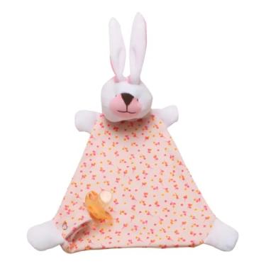 Imagem de Naninha para Bebê com Prendedor de Chupeta Bichinhos Estampada Algodão (60% Algodão, Coelha)