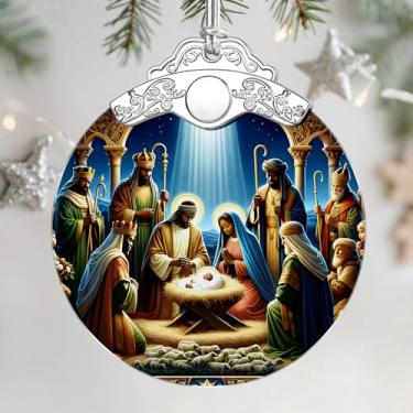 Imagem de Ornamento de presépio preto | Enfeite de Natal | Enfeites de árvore de Natal - Black Jesus Mary Joseph, Santa Night - Decoração de casa cristã - Presentes afro-americanos, presentes de Natal e