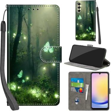 Imagem de Salanheo Capa carteira para Samsung Galaxy A25 5G, com [3 compartimentos para cartões], fecho magnético com suporte, capa protetora flip de couro PU à prova de choque de 16,5 cm, borboleta