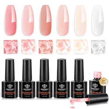 Imagem de modelones Gel Builder Nail Para Unhas, 6 Cores Gel Builder 8 Em Um, Jelly Nude Sheer Pink Gel Duro Builder Nail Polish Apex Building Nail Strengthener Extension Gel Led Nail Lamp Base De Cor Curada