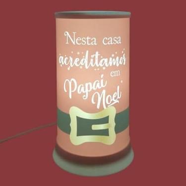Imagem de Luminária de Mesa Decorativa Natalina com LED, Design Papai Noel, Luz Ambiente Rosa, Base Redonda
