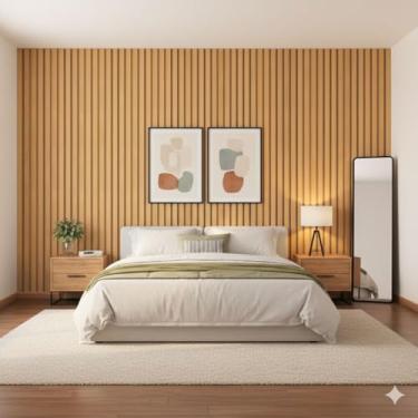 Imagem de Papel de Parede Ripado Claro Texturizado PREMIUM 5 metros = 1 Rolo de 5m X 45cm Autoadesivo 3D Sala Quarto