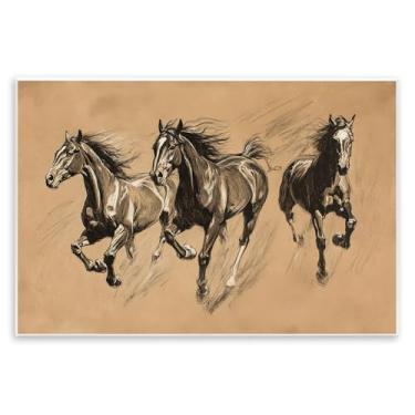 Imagem de Stupell Industries Arte de placa de parede Running Free Horse Trio, design por Petal Prints Design, 25 x 38 cm