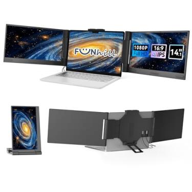 Imagem de Extensor de tela de laptop de 14 polegadas 1080p IPS, monitor portátil triplo para laptops de 13 a 17,3 polegadas com porta USB-C DP/HDMI, tela portátil plug-play para Windows/Mac/Chrome/Android