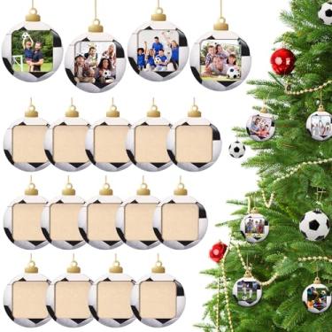 Imagem de Vercraft 20 peças de ornamentos de esportes de futebol para decorações de árvore de Natal, molduras de madeira para fotos de Natal, presentes para jogadores de esportes, lembranças, lembrancinhas de