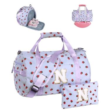 Imagem de Vogewood Presente para crianças de 3, 4, 5, 6, 7, 8, 9, 10, 11 e 12 anos, bolsa de ginástica, bolsa de viagem inicial com bolsa de maquiagem, Roxa, N