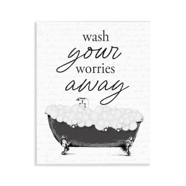 Imagem de Stupell Industries Arte de placa de parede preocupada com lavagem de banho de espuma, design por Lettered and Lined, 14 x 11
