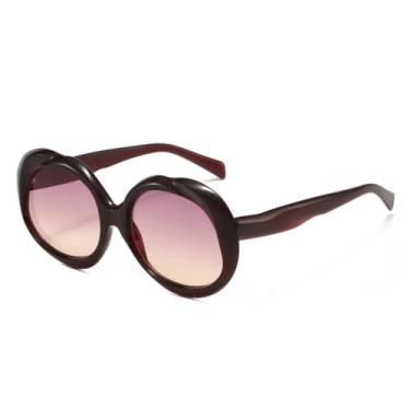 Imagem de Óculos de sol redondos punk femininos, retrô, masculino, tendência, armação degradê, uv400 (vermelho)