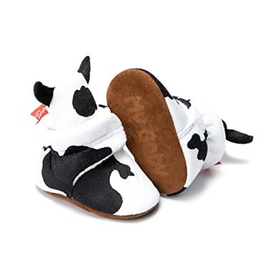 Imagem de Botas de lã para bebês recém-nascidos, unissex, antiderrapante, recém-nascidos, primeiros andadores, sapatos quentes, A03/vaca, 12-18 Months Toddler