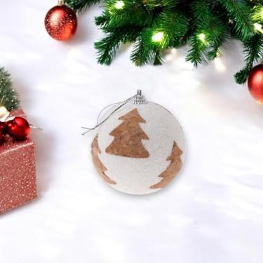 Imagem de Generic 1 peça de enfeites de bolas de Natal redondas brancas de linho, bola de neve, árvore de Natal, espuma branca, 8 cm