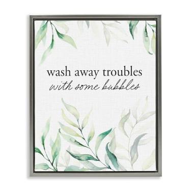 Imagem de Stupell Industries Arte de parede em tela flutuante emoldurada preta Zen Wash Away Troubles, design por Lettered and Lined, 53 x 43 cm