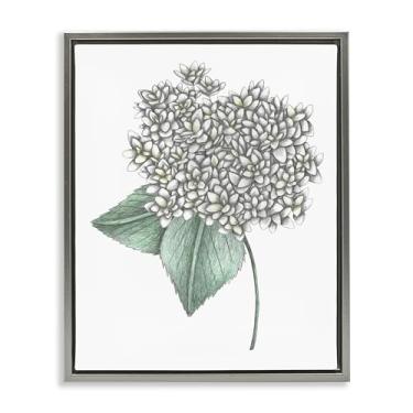 Imagem de Stupell Industries Arte de parede em tela flutuante marrom com desenho de hortênsia branca, desenho de Cecilia Battaini, 53 x 43 cm