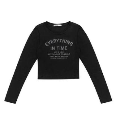 Imagem de Blusa Feminina Rovitex Manga Longa Com Brilho Preto-Feminino