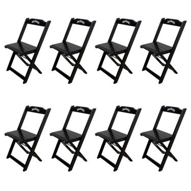 Imagem de Kit 8 Cadeiras Dobráveis Madeira Jack Preta