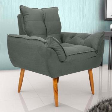 Imagem de Poltrona Opala Tokio Para Descanço Confortável Toquio Matrix Suede Cinza