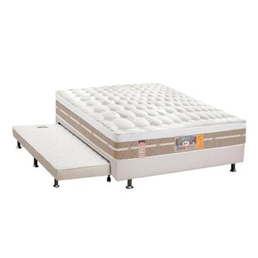 Imagem de Cama Box C/Auxiliar Casal: Colchão Castor Pocket Silver Star Air + Base Crc Courano Branco(138X188)