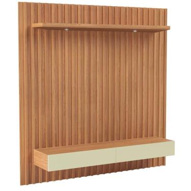 Imagem de Painel Ripado Para Tv 65 Pol Com Led 2 Gavetas 183cm Baraka D03 Freijó Off White - Lyam Decor