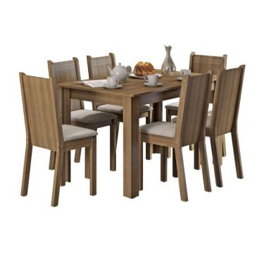 Imagem de Sala de Jantar 6 Cadeiras Tampo Madeira Maris Rustic Madesa