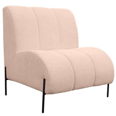 Imagem de Namoradeira Marselha Pés De Ferro Para Sala Hotel Tecido Boucle Cor Branco