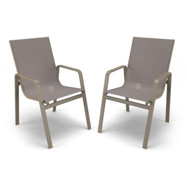 Imagem de Kit 2 Cadeiras Miami Gourmet Alumínio Fendi Tela Fendi