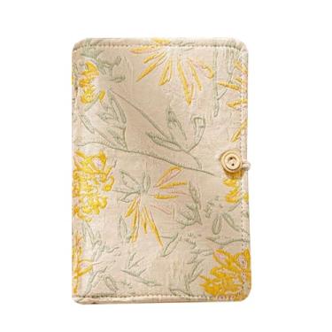 Imagem de WREWING A6 Caderno de flores bordado, caderno de encadernação de botão amarrado com corda, fichário recarregável com 6 anéis, papel de 180 páginas, fichários de agenda pessoal para uso diário e para