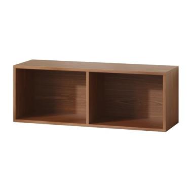 Imagem de IOTXY Estante de cubo modular DIY – Prateleiras básicas expansíveis empilháveis e personalizáveis CubeXY, estante aberta de madeira com 2 cubos para organizador de armazenamento diverso, nogueira