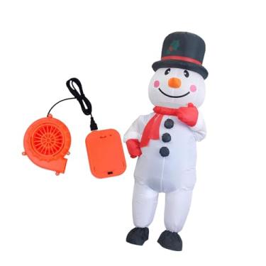 Imagem de kowaku Fantasia inflável de boneco de neve - Linda fantasia inflável para apresentações de palco durante as festas de fim de ano, L