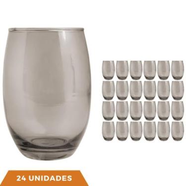 Imagem de Copo De Vidro 450ml Redondo Bellagio Cinza Luxo - 24 Unidades - PRATIC