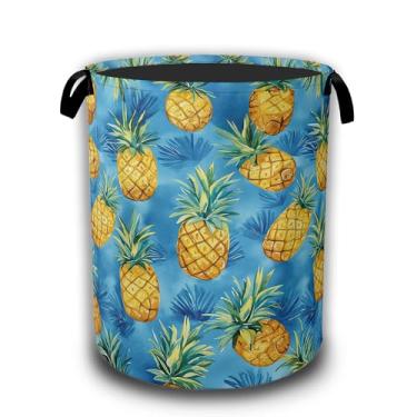 Imagem de Cesto de roupa suja tropical Havaí abacaxi, cesto de roupa suja, impermeável, bolsa dobrável, balde de armazenamento de roupas, organizador de brinquedos decorativo para banheiro, quarto, 41 x 52,8 cm