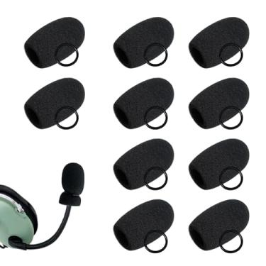 Imagem de Pacote com 10 capas de microfone para microfone de aviação protetores de vento Boom Mic para-brisas preto grande redução de ruído espuma de alta densidade para fone de ouvido tático Peltor David Clark