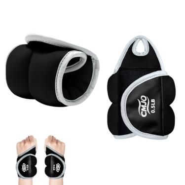 Imagem de CMJO Pesos de pulso para mulheres e homens, faixas de braço pesadas com alças para polegar, pesos de mão de 450 g para pilates, ioga, caminhada, corrida, fisioterapia