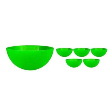 Imagem de Kit 6 Petisqueira Futebol Verde Neon 240Ml Plástico - Bb Store
