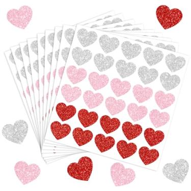Imagem de JarThenaAMCS 300 peças de adesivos de coração com glitter para Dia dos Namorados Vermelho Rosa Branco Coração Decalques de Papel Autoadesivos para Convite Lembranças de Festa Envelope Selos Materiais