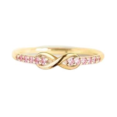 Imagem de Chic Infinity Rings Micro Pavimentada Zircônia Anel de compromisso para mulheres, uso diário, casual, festa, presente de Dia dos Namorados, 6, Cobre, Zircônia cúbica