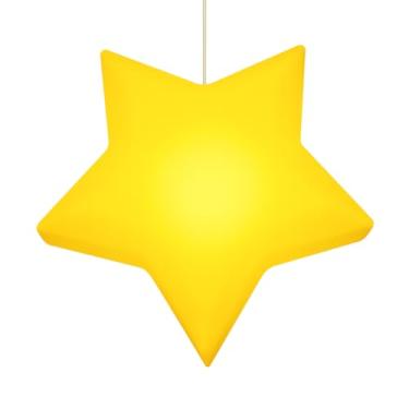 Imagem de Luminária Pendente Estrela Infantil Amarela Bivolt – Decoração Lúdica para Quarto de Criança