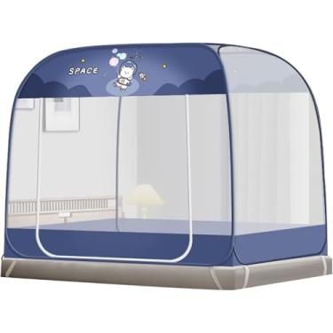 Imagem de Mosquiteiro Dobrável para Cama 1,2m x 2m – Rede Protetora Contra Mosquitos e Pernilongos, Fácil de Instalar e Transportar(Azul)