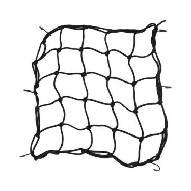 Imagem de Rede De Bagagem Para Motocicleta Preta 40x40cm Com 6 Ganchos, Malha De