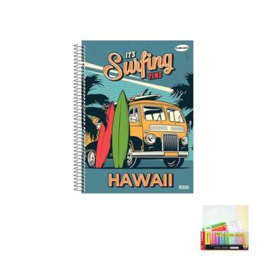 Imagem de Kit Caderno Masculinos 1 Matéria Capa Dura com 96 Folhas + Caneta Esferográfica e Marca Texto