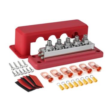 Imagem de Esquirla Barra de distribuição de bateria, caixa de barra de distribuição de bateria de 600 a, de marítima reforçada, de de energia M10 para reboque, Vermelho