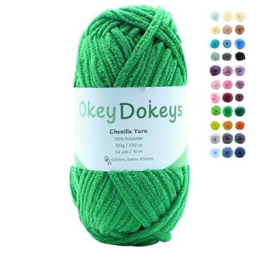 Imagem de Fio de chenille de poliéster super volumoso, macio, não desfia, durável #6 de crochê e pelúcia amigurumi para pelúcia, cobertor e bricolage (100 g | 300 g | 500 g) (verde lilypad (22), 1 pacote (8,99