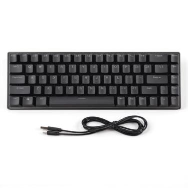 Imagem de Tomantery Mechanical Keyboard, Crisp Keystroke Gaming Keyboard 68 Keys Plug and Play Blue Switch for Office (Black)