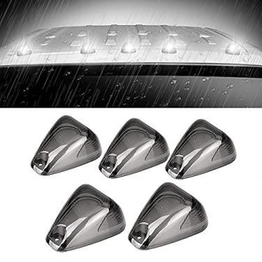 Imagem de 5 capas de fumaça de luz marcador de cabine compatível com Ford F150 F250 F350 F350 F450 F550 F650 E150 E250 E350 E450 Super Duty Picapes, luz de corrida de teto de cabine, luz de folga superior