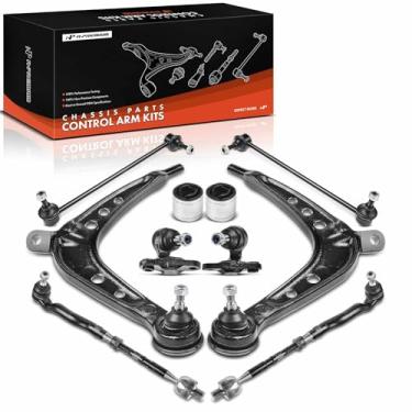 Imagem de A-Premium Kit de suspensão dianteira com 10 peças, braço de controle, junta esférica, barra estabilizadora, barra de direção externa interna, compatível com BMW E46 325xi 330xi 2001-2005