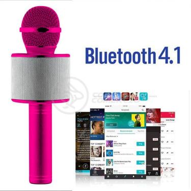 Imagem de Microfone Karaoke Bluetooth Sem Fio Recarregável Rosa