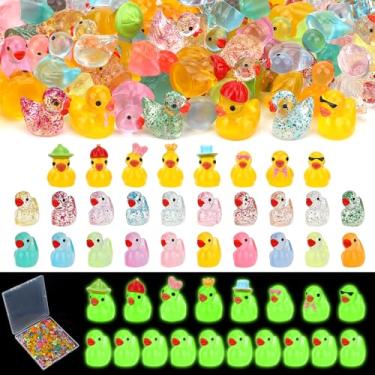 Imagem de GIFOHAPY 124 peças luminosas mini patos de resina, minúsculos patos de plástico que brilham no escuro, miniatura, microfadas, jardim, paisagem, casa de bonecas, tanques, berloques de pato para