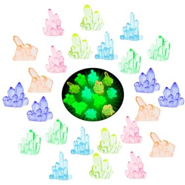 Imagem de MIUPOO Cristal brilhante, pedras betta, cristal que brilha no escuro, decoração de bonsai, pedra pequena decorativa, decoração de aquário de peixes, 6 cores, 24 peças.