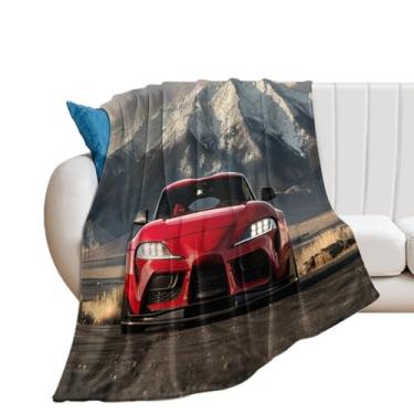 Imagem de Cobertor super macio, flanela, leve, refrescante, cadeira, sofá, carro, viagem, ao ar livre, leve, quente, neve, montanha, vermelho, esporte, JDM, carro, 152 x 203 cm