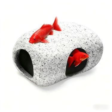 Imagem de Civore Decoração de aquário, pedras de esconderijo de cerâmica para peixes pequenos e camarões, pedra esconderijo Betta não tóxica segura para reprodução, brincar e descansar